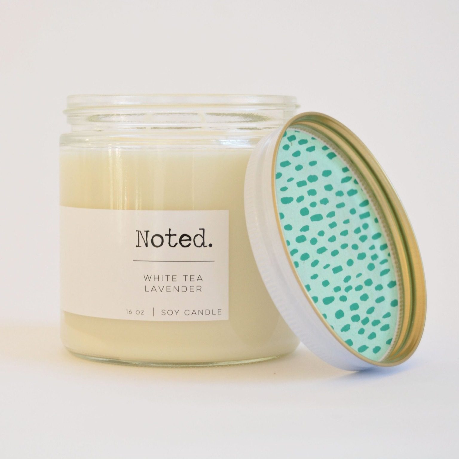 Noted White Tea Lavender Glass Jar Candle Glow Beauty Boutique